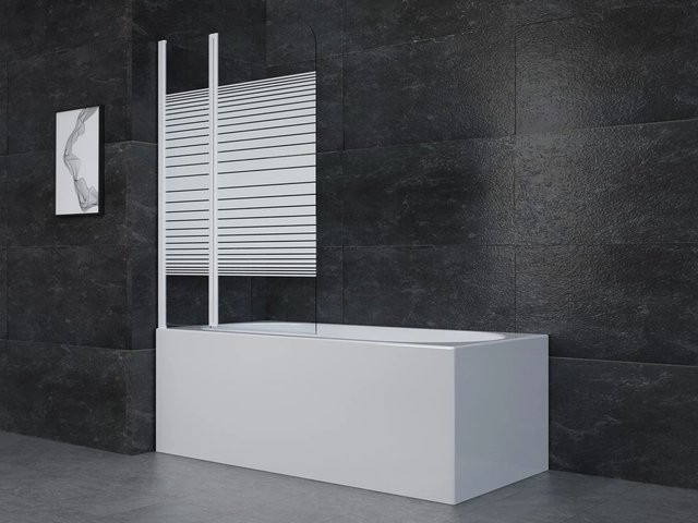 Aurlane Badewannenfaltwand White Elegance, 2-teilig, Weiß, B: 100 cm, H: 140 cm - Bild 1