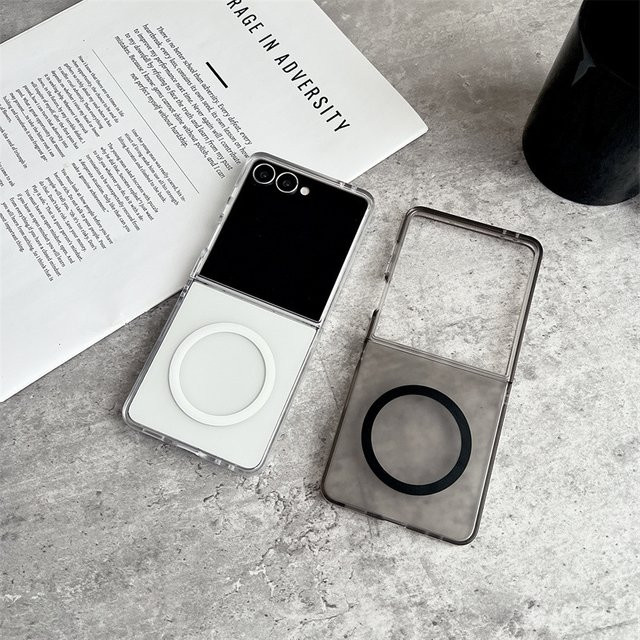 Transparente magnetische Handyhülle für Samsung Galaxy Z Flip und Z Fold Modelle, matte stoßfeste Schutzhülle in Schwarz und Transparent - Bild 1