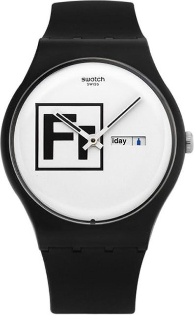 Swatch Armbanduhr, Quarz, Kunststoff, Weiß, Herren - Bild 1