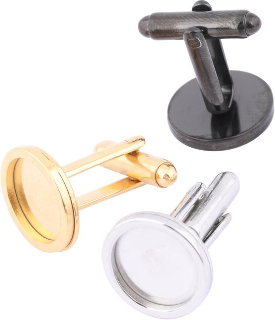 reidgaller Manschettenknöpfe Edelstahl, vergoldet, schwarz, 12 mm - Bild 1