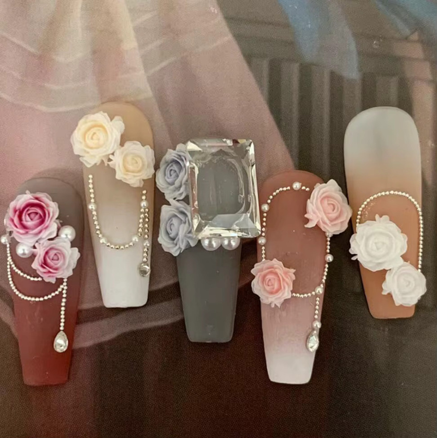 HotPress Nail Charms 3D Mixed Resin Rose Flower, Glänzend - Bild 5