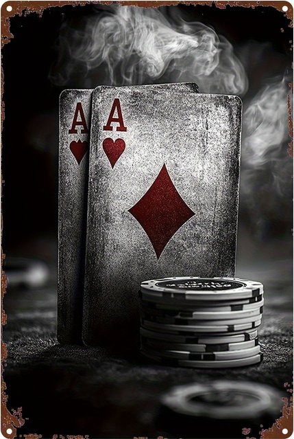 Ace of Spades Metall-Wandkunst von CIFBUY, Vintage Pokertisch-Dekoration mit Pokerchips und Spielkarten, Mehrfarbig, B: 20,32 cm, H: 30,48 cm, T: 30,48 cm - Bild 1