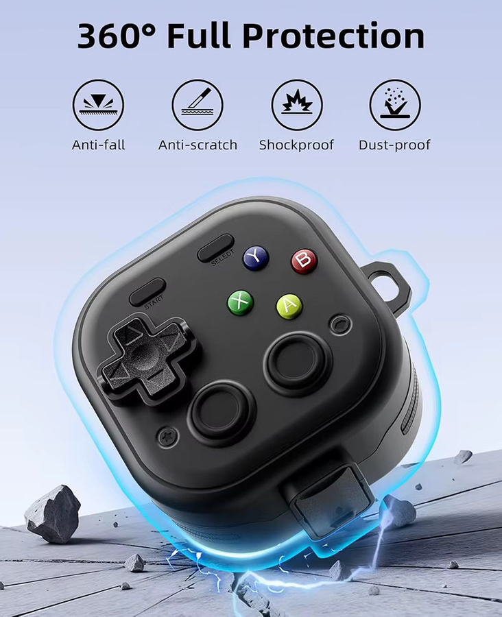 ZEKS 3D-Gamepad-Schutzhülle für Samsung Galaxy Buds 4 und Buds 4 Pro in Schwarz mit Schalterverschluss und Stoßschutz - Bild 4