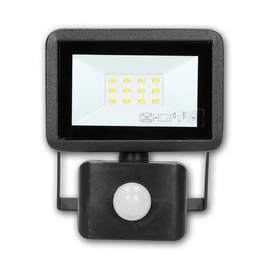 world-trading-net Mini LED Fluter BULLED mit PIR-Bewegungsmelder und Dämmerungssensor, Schwarz, 10W, 800lm, IP44 - Bild 2