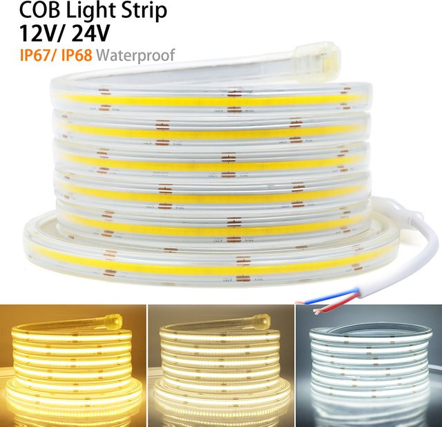 RAZEND COB LED-Lichtleiste IP68 wasserdicht, flexibles LED-Band aus Silikon, transparent, 12V - Bild 1