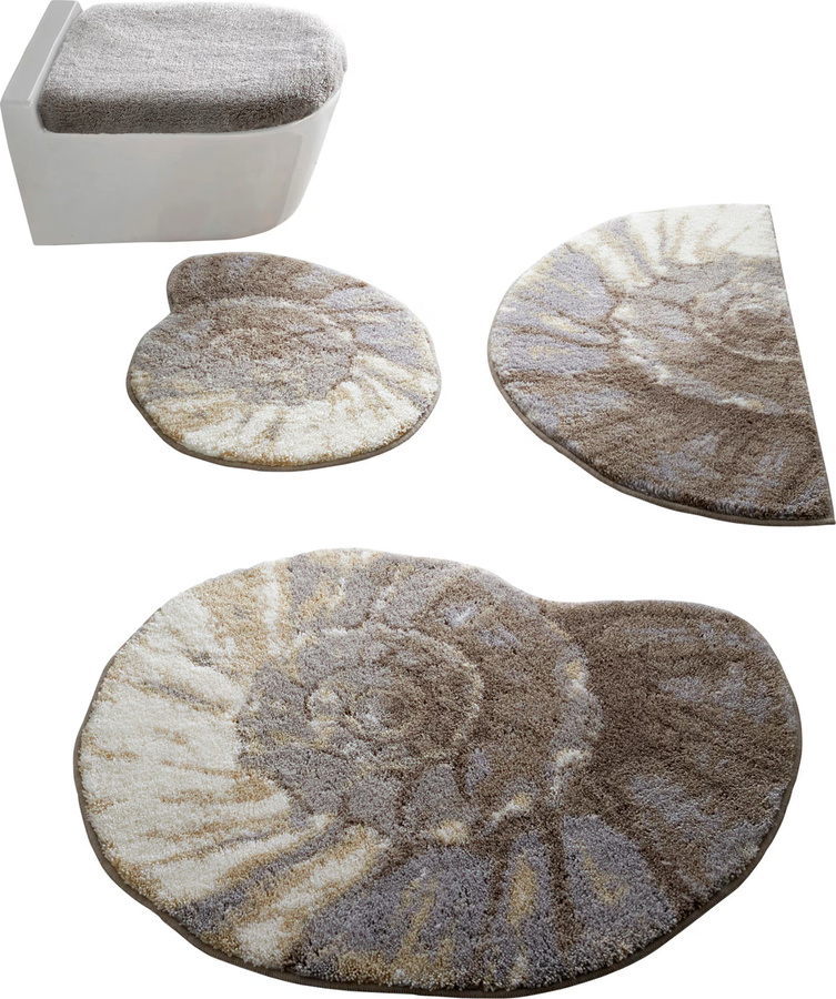 Beige Badgarnitur aus 100% Polyacryl, rutschhemmend und für Fußbodenheizung geeignet - Bild 2