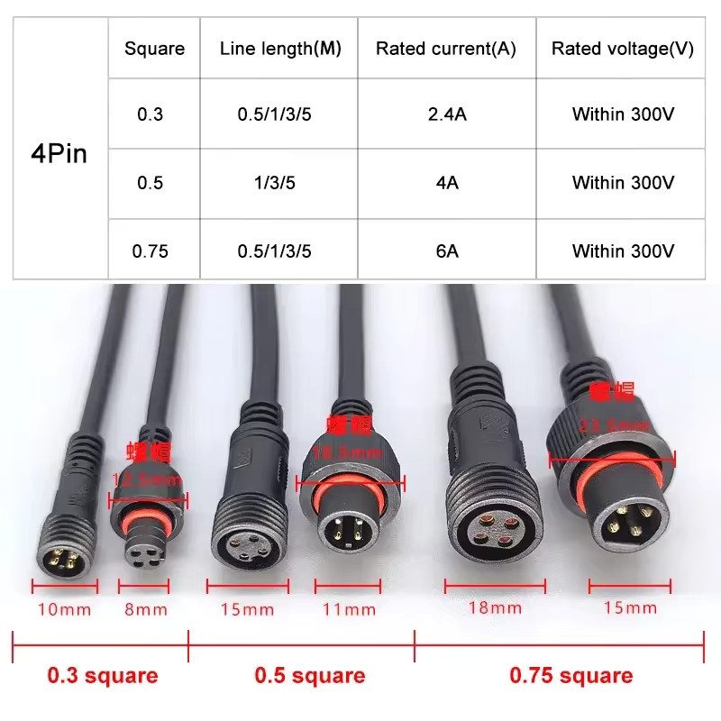 DIVEDEER Wasserdichtes Stecker-auf-Buchse-Anschlusskabel IP67 in Schwarz für LED-Beleuchtung im Außenbereich - Bild 2