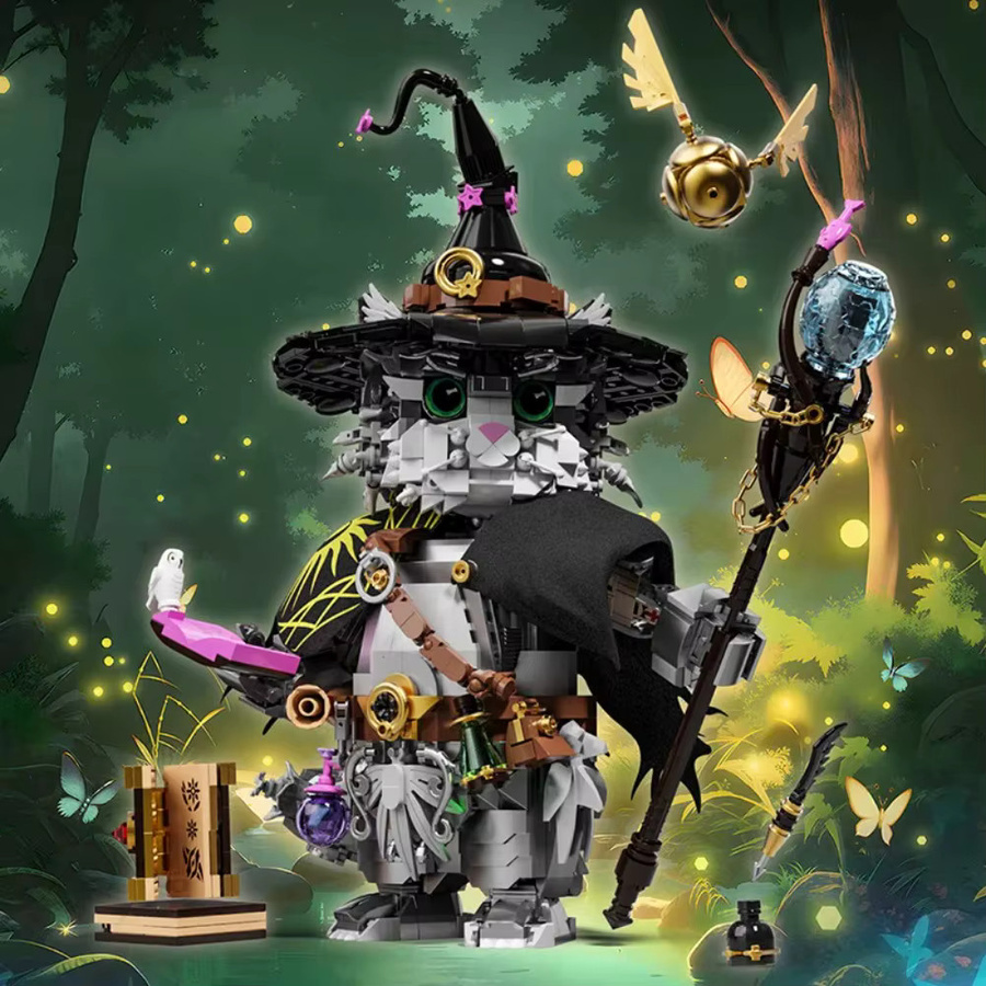 Stemedu Wizard Katze Bausteine Set mit 1458 Teilen, Buntes Fantasy Tier Montage Spielzeug für Kinder - Bild 3