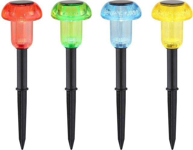 Globo Solarleuchte LED im 4er Set aus Kunststoff in Schwarz Matt mit Pilzform und Ground Spike für Garten und Terrasse - Bild 1