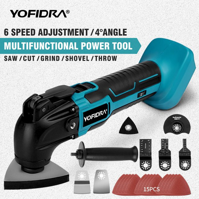 YOFIDRA 600 W kabelloses Multitool Elektro-Oszillier-Säge mit einstellbarem 4 Grad Winkel für Makita LXT Akkus - Bild 1