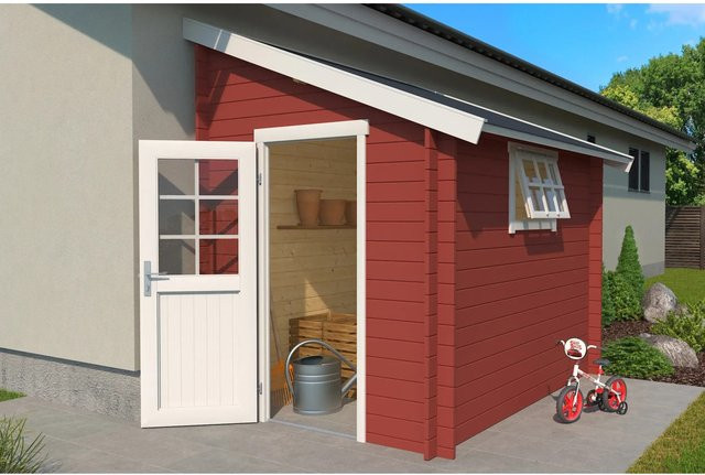Lasita Gartenhaus Jura 2 aus Fichtenholz in Schwedenrot mit Satteldach und Blockbohlenbauweise, B/H/T: 214,6 x 267,9 x 295 cm - Bild 1