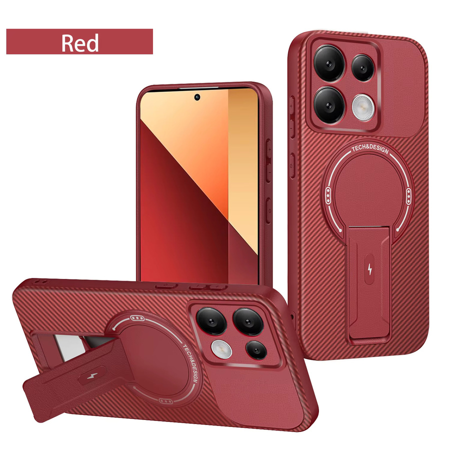 Xiaomi Redmi Note 13 Pro 4G Handyhülle mit magnetischer Halterung und Schutz-Rückabdeckung in Purple und Red - Bild 1