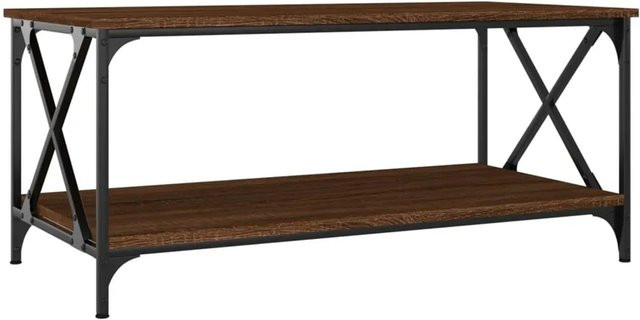 vidaXL Couchtisch in Braun mit Eichen-Optik aus Holzwerkstoff und Eisen, B/T/H: 100 x 50 x 45 cm - Bild 1