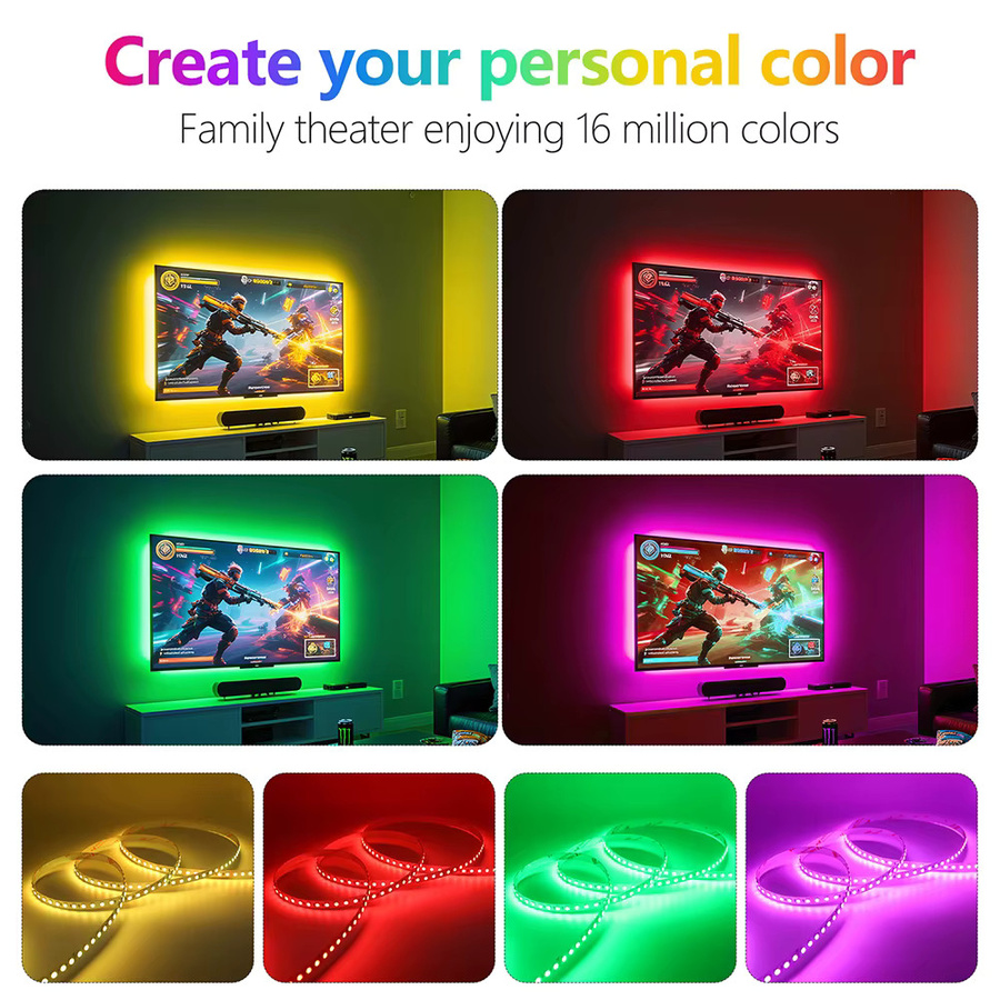 HAGAHA RGB LED Lichtstreifen Multicolour, 5m, 120 LEDs/m, SMD 3535, selbstklebend und zuschneidbar, ideal als TV Hintergrundbeleuchtung - Bild 6