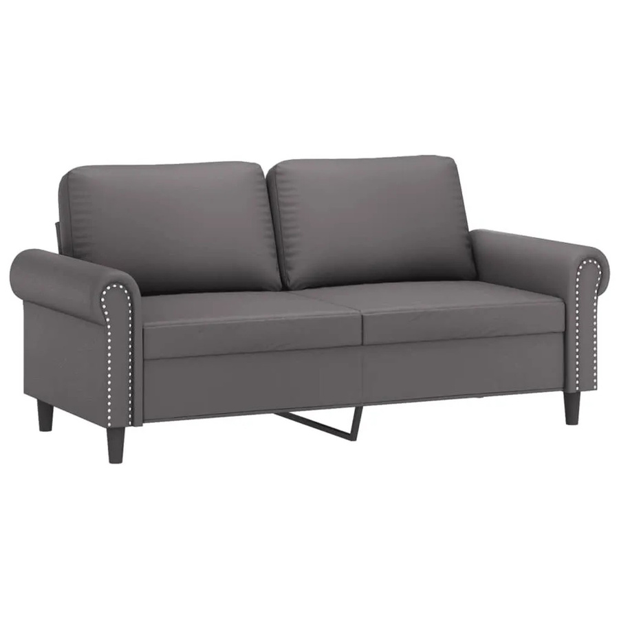 vidaXL 2-Sitzer-Sofa Grau aus Kunstleder mit Metallrahmen und Armlehnen - Bild 2