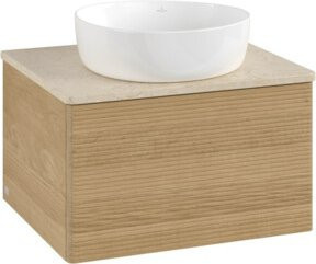 V&B Waschtischunterschrank Antao mit Frontstruktur und Beleuchtung in Honey Oak, B/T/H: 60 x 36 x 50 cm - Bild 1
