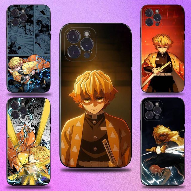 Agatsuma Zenitsu Anime Handyhülle Schwarz Soft Cover für iPhone 17, 16, 15, 14, 13, 12 und Modelle Pro, Max, Plus, SE, Air, Mini - Bild 1