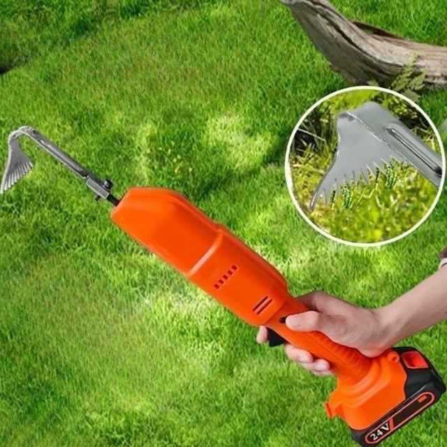 LISM Professionelle Mini Elektrische Hacke mit Akku, Tragbarer Handheld Rasenmäher in Orange - Bild 1