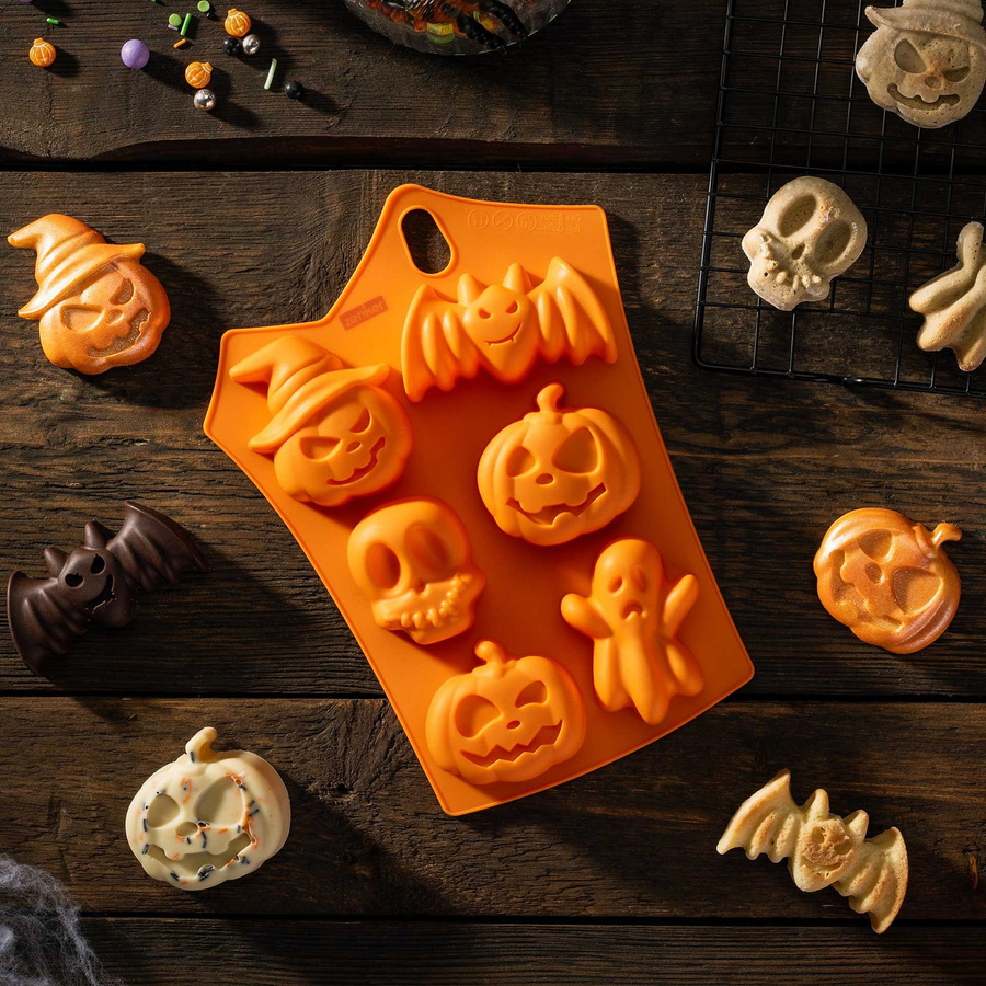 Zenker Happy Halloween Muffinform aus Silikon in Orange für Minikuchen und Eiswürfel - Bild 2