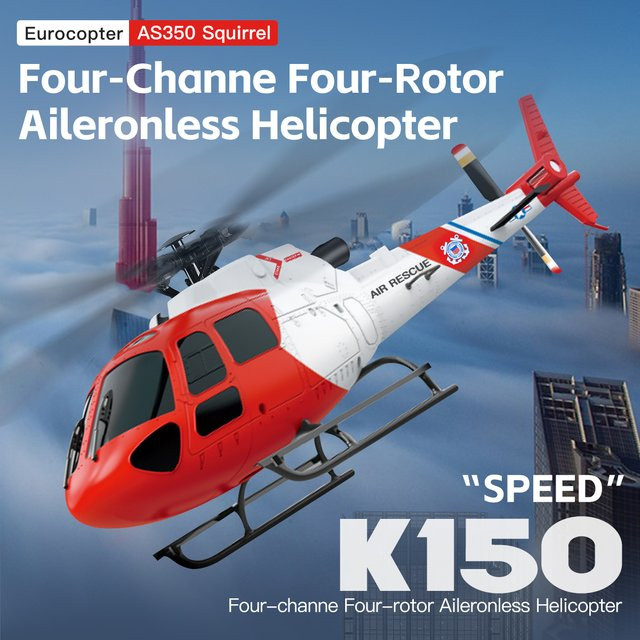 WLToys K150 RC Helikopter AS350 Luftrettungs-RC-Modell, mit Höhenhaltung und optischem Fluss - Bild 1