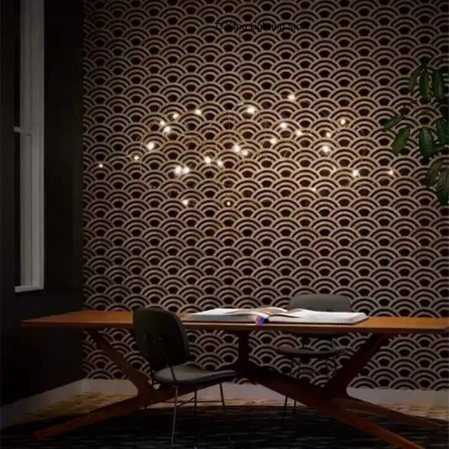 JIANKEXING LED Firefly Pendelleuchte in Chrom, Designer Kronleuchter für Wohnzimmer und Hotels - Bild 1