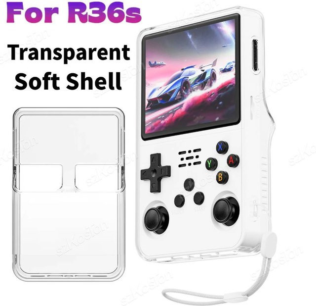 SZKOSTON Transparente Schutzhülle für R36S Handheld-Spielkonsole aus kratzfestem TPU Softshell - Bild 1