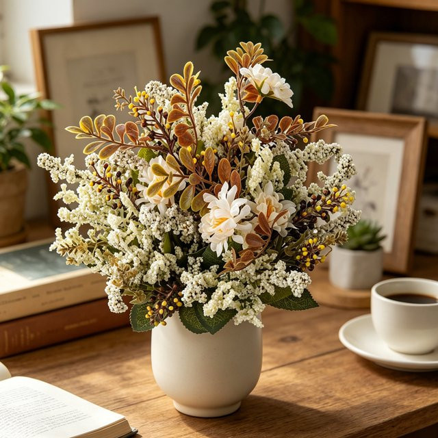 XIAOYINMO Künstliche Seidenblumen Chrysanthemen und Blasengras in Rot für Tischdekoration und Hochzeiten - Bild 1