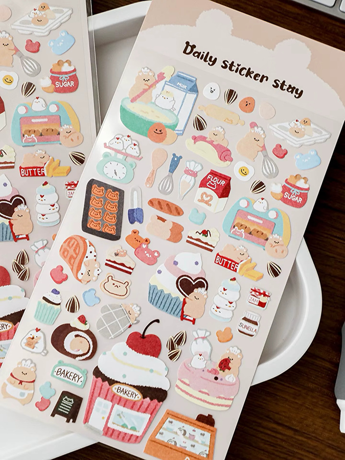 BONITO Koreanischer Stil DIY Scrapbooking Aufkleber mit Kuchen und Dessert Motiven, buntes Briefpapier und Bastelzubehör für dein Junk Journal - Bild 3