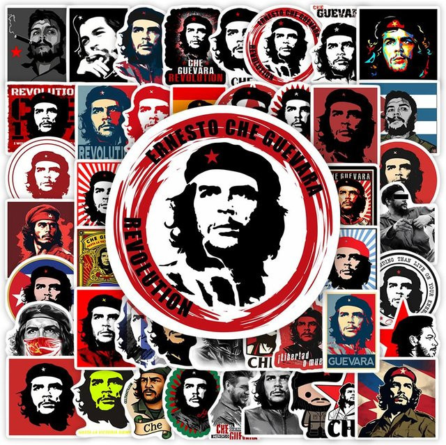 Che Guevara Fan-Art Aufkleber wasserfest für Laptop und Flaschen in Rot und Multicolour - Bild 1