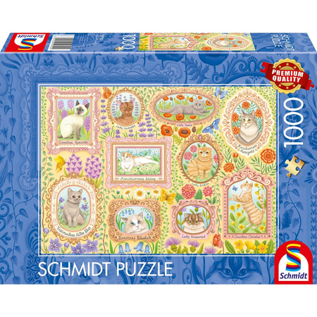 Schmidt Spiele Puzzle Adelige Katzen in Blütenpracht mit 1000 Teilen