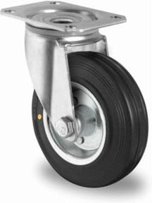CASCOO Lenkrolle Serie SWS4 mit Rollenlager, elektrisch leitfähig, Durchmesser: 125 mm, verzinkt, blau/schwarz - Bild 1
