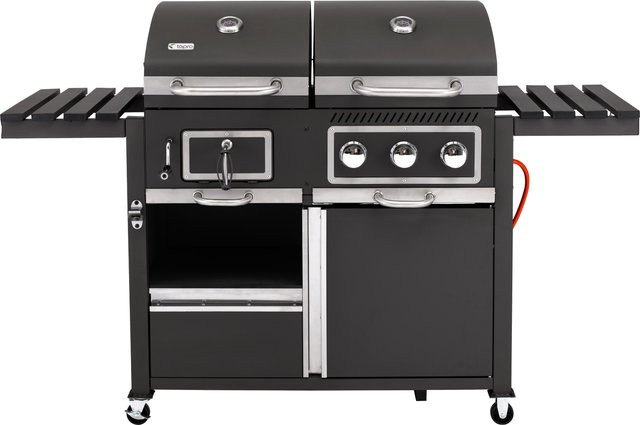 Tepro Kohle-Gas-Kombigrill Toronto in Anthrazit mit Edelstahl und emaillierten Grillrosten - Bild 1