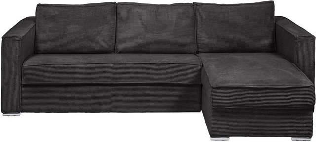 Vente-unique Schlafsofa Loreto in Anthrazitgrau, L-Form, Breite: 298 cm - Bild 1