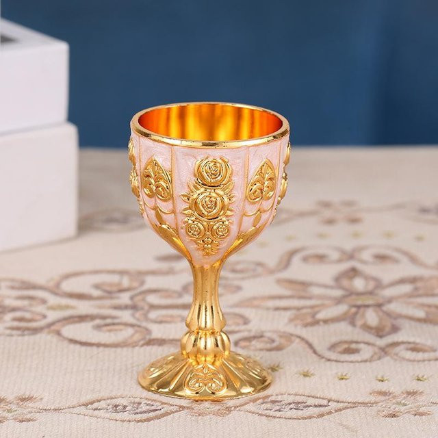xianyi01 Weingläser aus Edelstahl im Vintage-Stil mit floralem Design, Gold, Kelchgläser für Wodka und Champagner - Bild 1