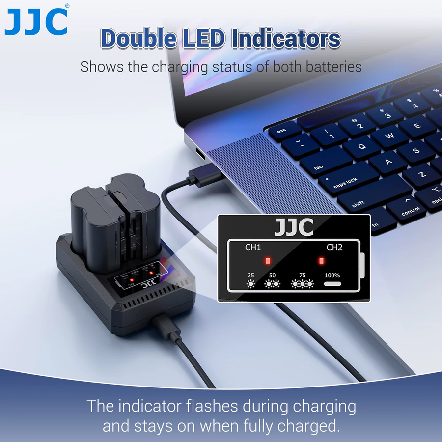 JJC Kamera-Akkuladegerät für Fujifilm NP-95 und Ricoh DB-90 inklusive Ladekabel, Schwarz - Bild 6