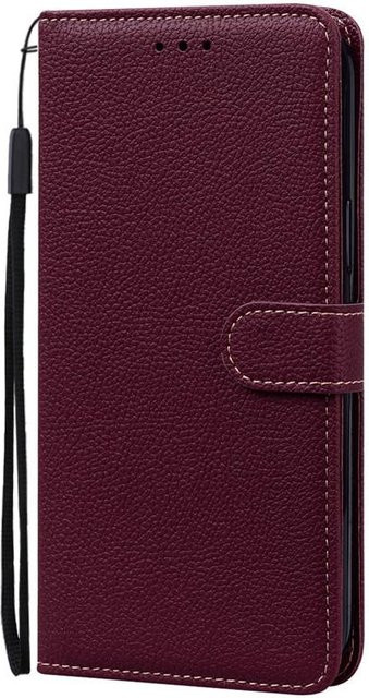 Leder Flip Case Brieftasche für Samsung Galaxy J6 2018 und J6 Plus 2018 (J600F, J610F) in Weinrot - Bild 1