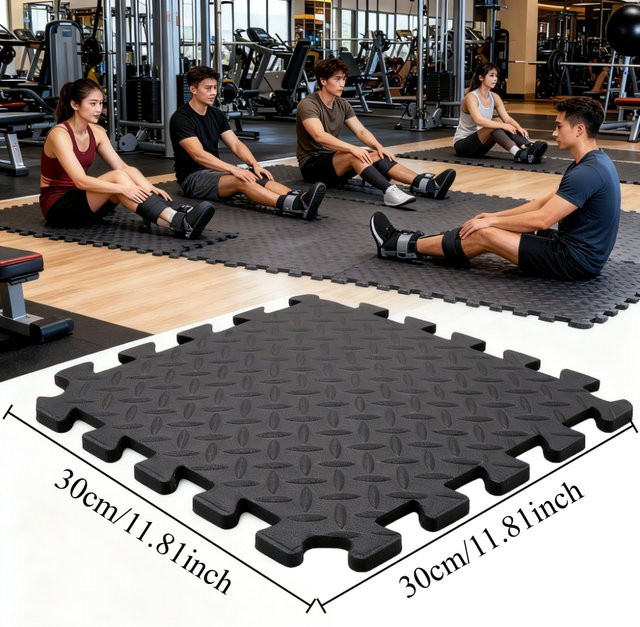 DHDH Anti-Rutsch Sport-Fitness-Matten aus EVA-Schaum in Schwarz, 16 Stück, B/T: 30 x 30 cm - Bild 1