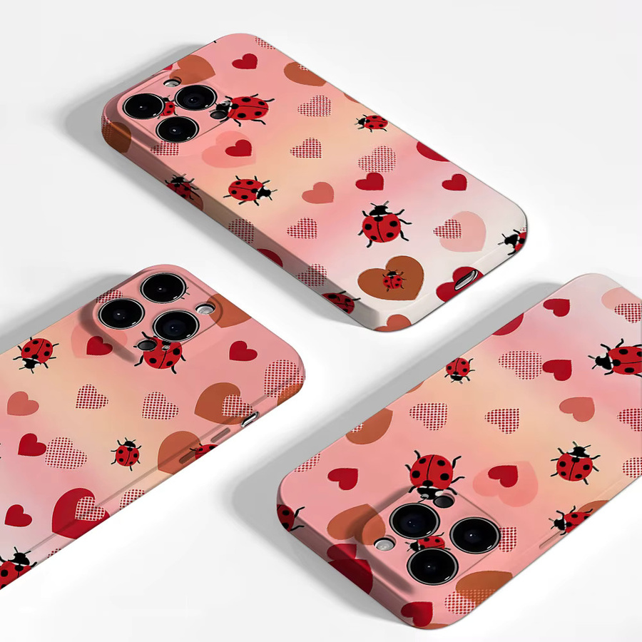 Aurea Case Matte Bumper MagSafe Schutzhülle für iPhone 17 16 15 14 13 Pro Max Pink Ladybug Herz - Bild 3