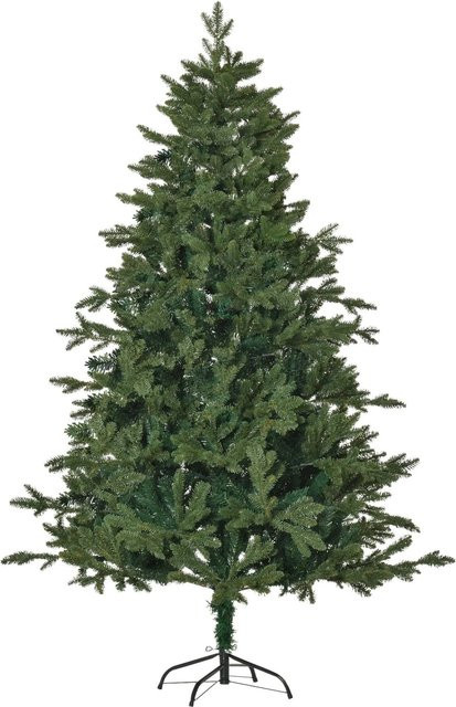 Furnicato Künstlicher Weihnachtsbaum in Grün mit 748 Spitzen und 3 Blätterformen, flammhemmender Christbaum mit Metallsockel, Höhe: 180 cm - Bild 1