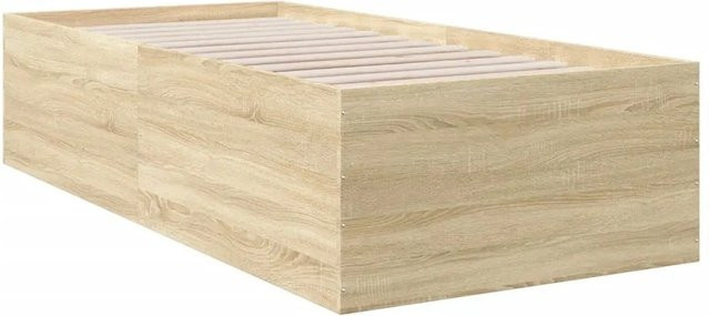 vidaXL Bettgestell Sonoma-Eiche aus Holzwerkstoff, B/T/H: 90 x 200 cm - Bild 1