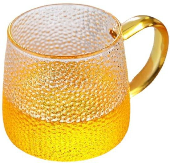 Einschichtige Glastasse mit Henkel und Hammermuster von Yiran toy 1 in Transparent/Beige, Volumen: 201-300 ml - Bild 1