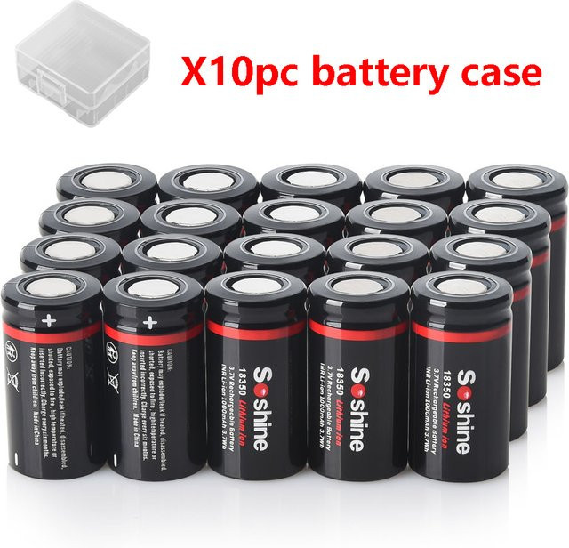 Soshine 18350 Li-Ionen-Akku wiederaufladbare Lithium-Batterie 3,7 V 1000 mAh in Schwarz - Bild 1
