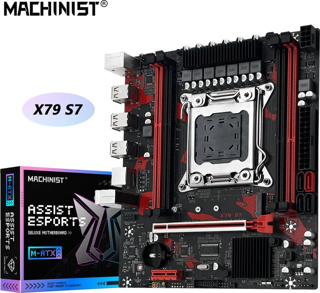 MACHINIST X79 S7 Motherboard in Schwarz mit Unterstützung für Intel Xeon E5 v1 & v2 LGA 2011 CPUs und DDR3 REG ECC RAM, Dual-Channel-Mainboard - Bild 1