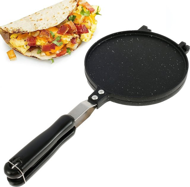 Willstar Tortilla-Presse aus Aluminiumlegierung in Schwarz für selbstgemachte mexikanische Flatbreads, rund - Bild 1