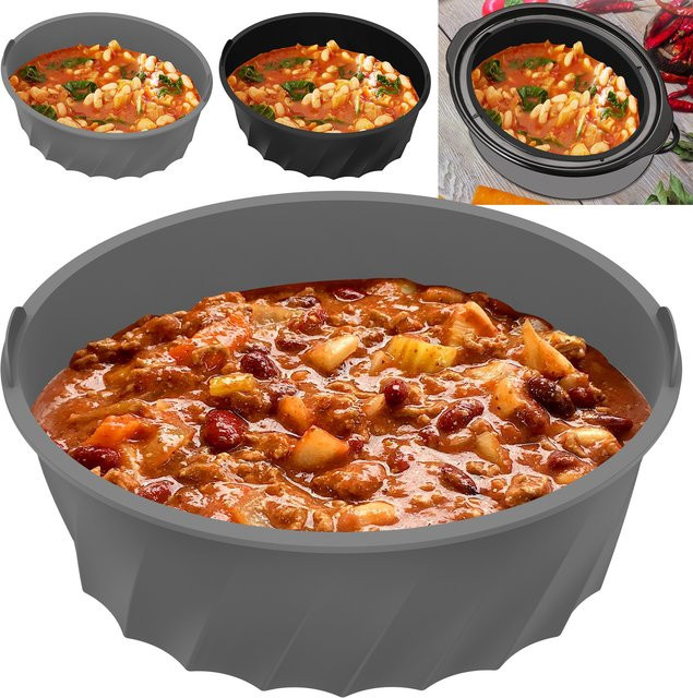 Willstar Silikon Slow Cooker Liner wiederverwendbarer Einsatz mit Griff in Schwarz für runde 7-8qt Töpfe - Bild 1