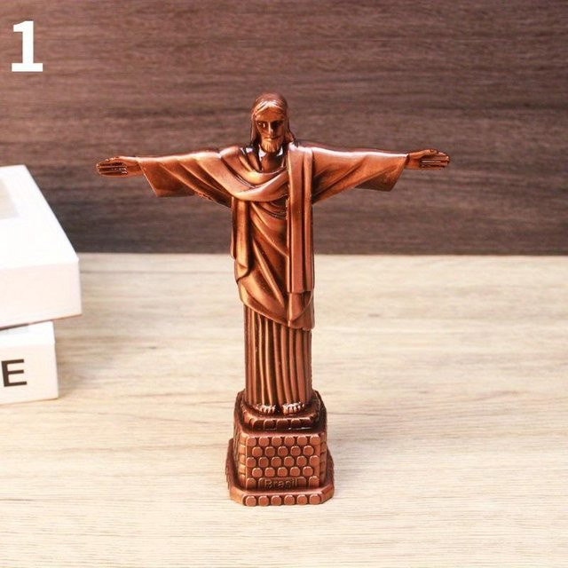 Christus der Erlöser Jesus-Figur als Tischskulptur aus Metall in Bronze, Silber und Braun, Höhe: 18,0 cm - Bild 1
