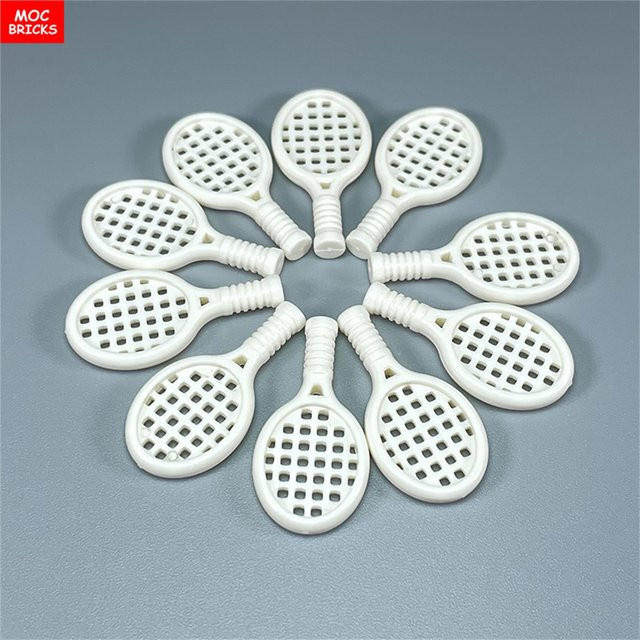 Yiran toy MOC Steine Sportartikel Tennisschläger Badminton Bausteine 10-teiliges Set weiß - Bild 1