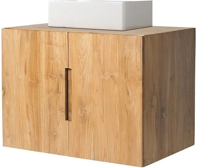 Vente-unique Einzelwaschtisch Sawan aus Teakholz in Naturfarben Hell, Breite: 80 cm - Bild 1