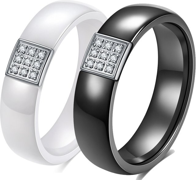 VQYSKO Ring, Keramik, Zirkonia, Schwarz, Weiß, Damen - Bild 1