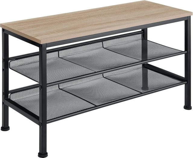tectake Schuhregal Derry Industrial Style aus Holz und Stahl in Braun, B/T/H: 75,5 x 30,5 x 45,5 cm - Bild 2